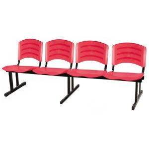 Cadeira Longarina PLASTICA 4 Lugares Cor Vermelho 33096