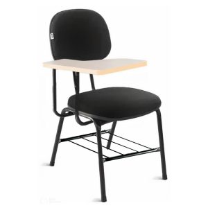 Carteira Universitária Secretária Estofada c/ Grade - Corino Preto - PMD - 32045