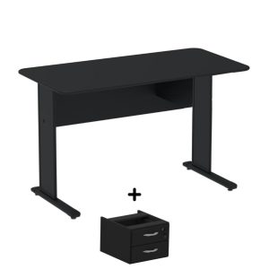 Mesa Escritório 1,20x0,60m c/ Gavetas - Cor Preto - MAXXI - 44090