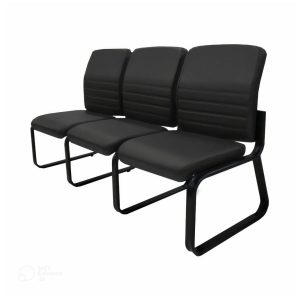 Sofanete para Escritório Estofada com 03 Lugares ESTOFADA - LYON - Cor Preto - 33121