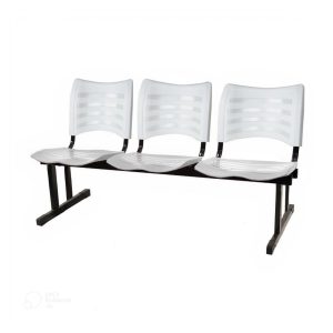 Cadeira Longarina PLÁSTICA 03 Lugares - Cor Branco - PMD - 34206