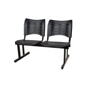 Cadeira Longarina PLÁSTICA 02 Lugares - Cor Preto - PMD - 34213