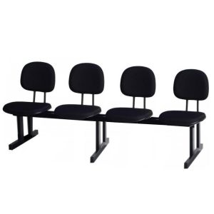 Longarina para Recepção SECRETÁRIA 04 Lugares - Corino PRETO - Pollo Móveis - 34120