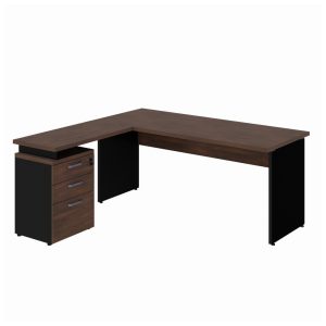 Mesa Escritório em "L" c/ Gaveteiro 1,70x1,60m Marsala/Preto - 23481