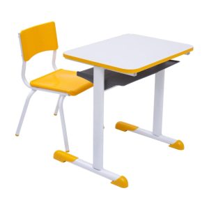 Kit Escolar Individual AMARELO – (Mesa e Cadeira) – JUVENIL – MDF - COR AMARELO - 40094