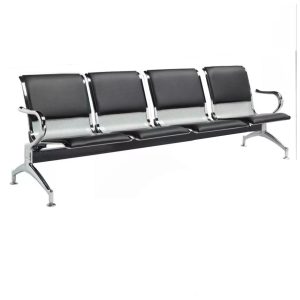 Longarina AEROPORTO ESTOFADA com 04 Lugares - Cor Cromada 33112